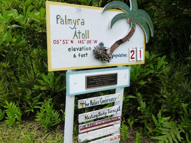 Palmyra population sign. Credit: Katie Davis Koehn